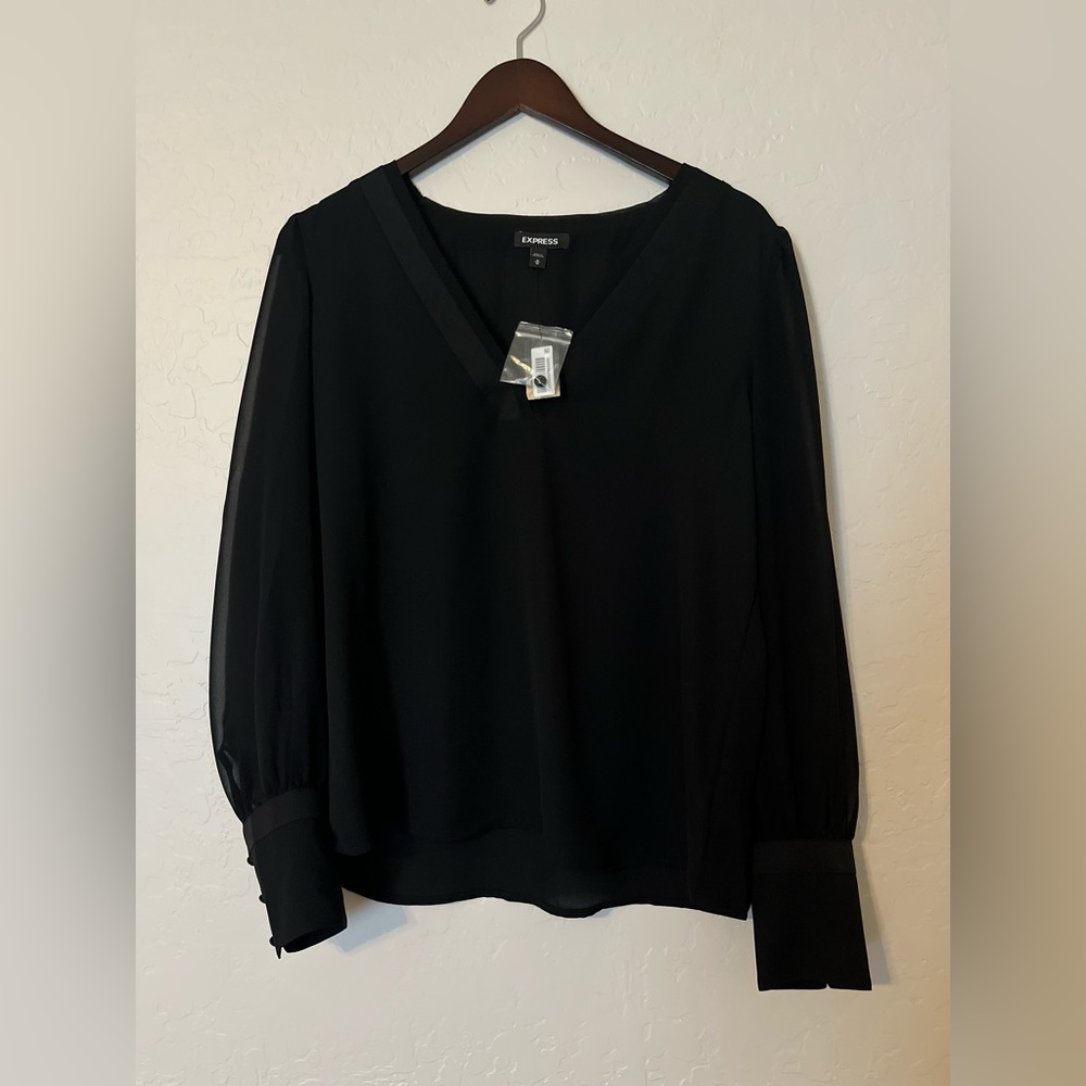 NEW! Express black blouse with sheer sleeve